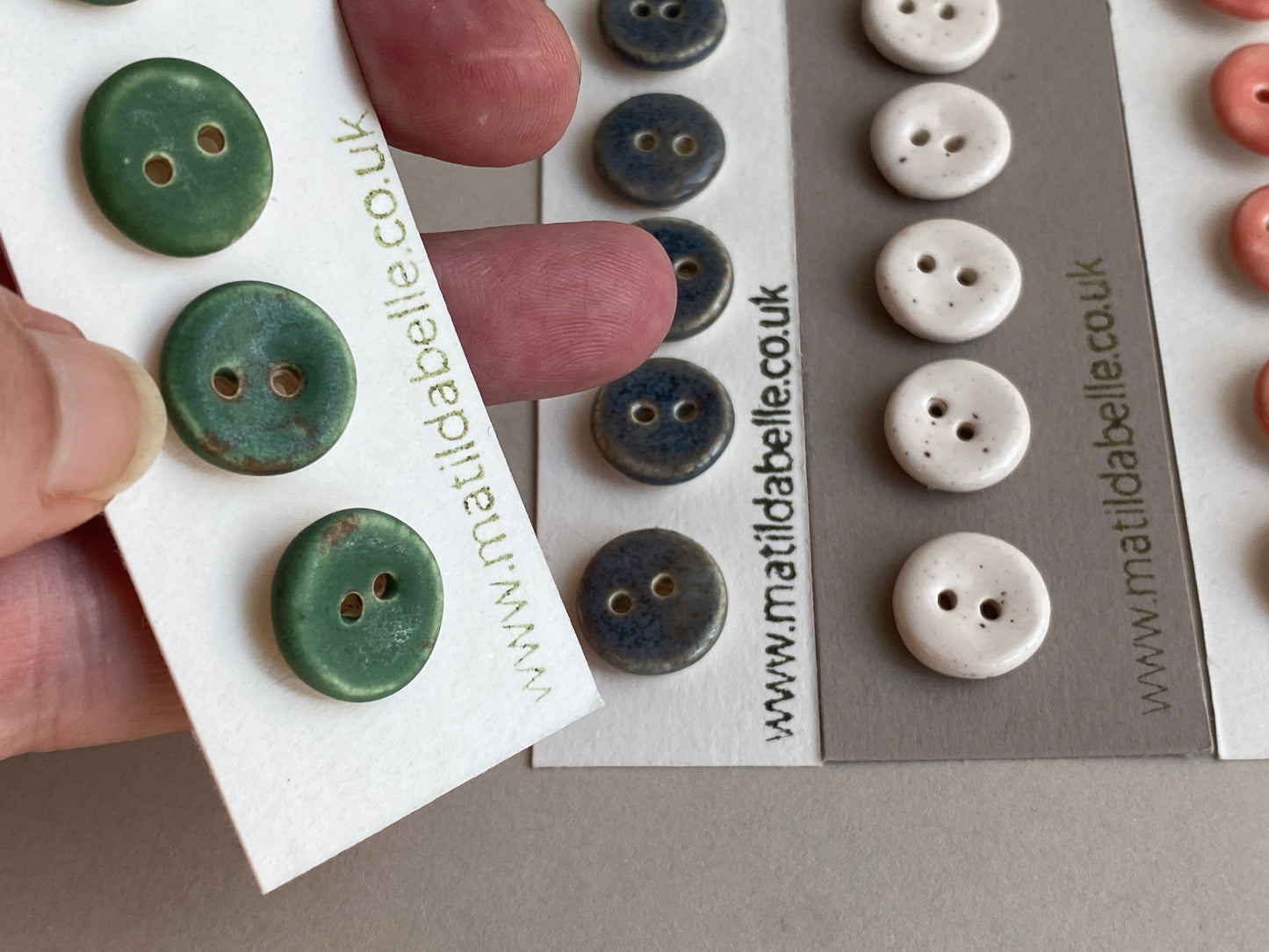 Buttons set of 5 tiny 15mm handmade ceramic buttons