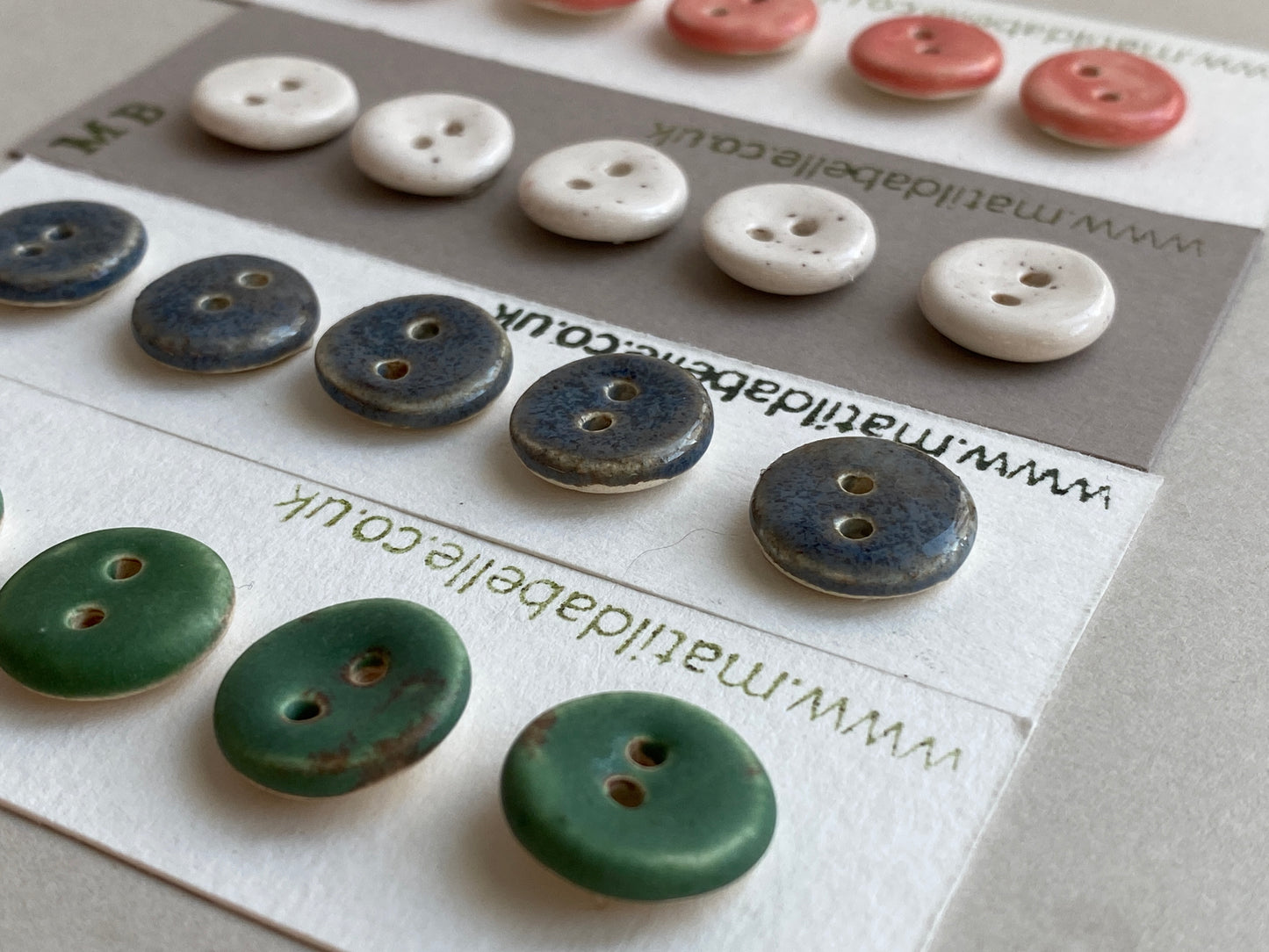 Buttons set of 5 tiny 15mm handmade ceramic buttons