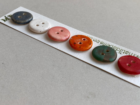 Buttons set of Six Mixed small 18mm round Handmade Ceramic Buttons