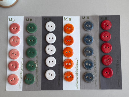 Buttons set of 5 Small round 18mm handmade Ceramic Buttons