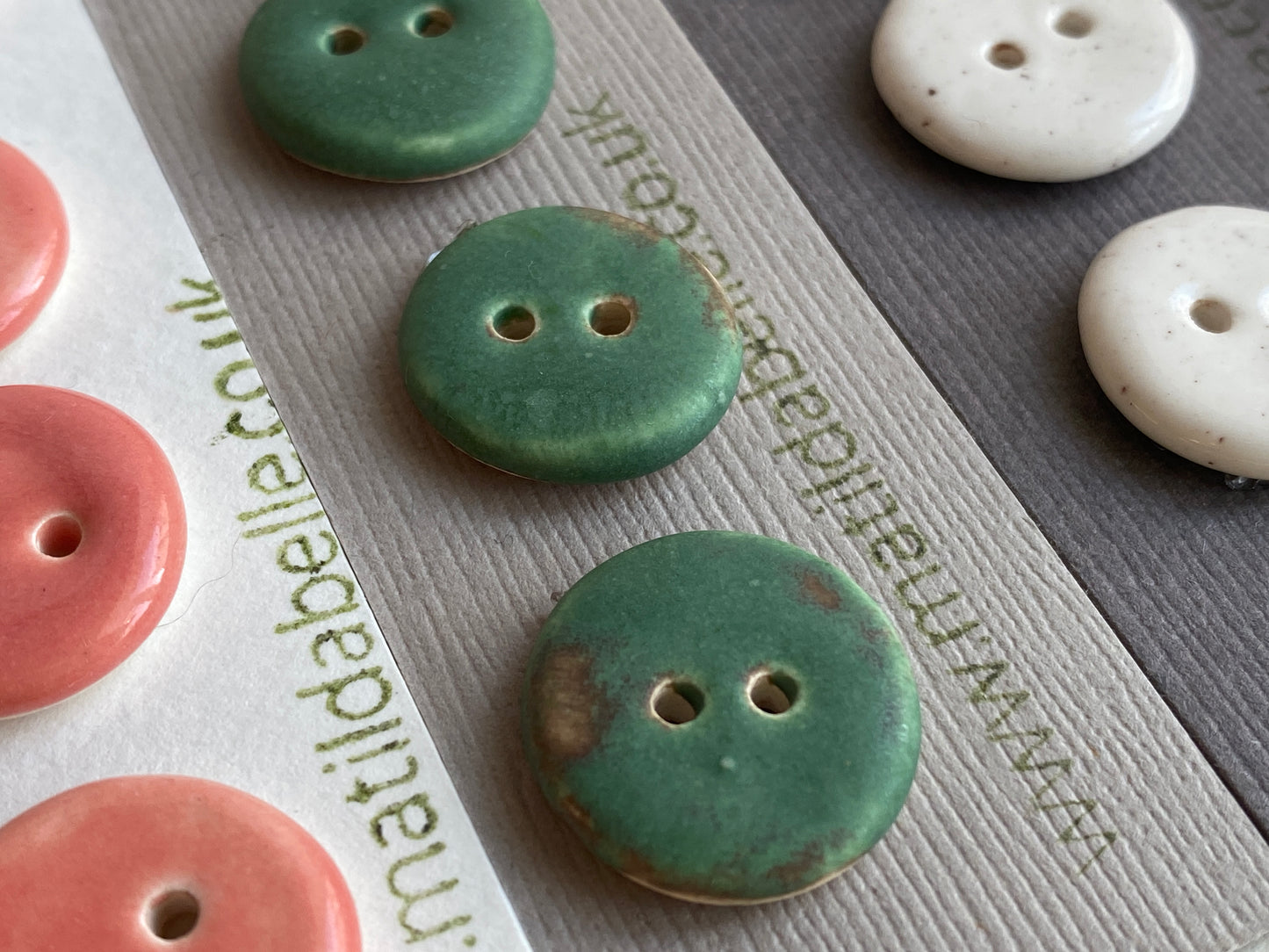 Buttons set of 5 Small round 18mm handmade Ceramic Buttons