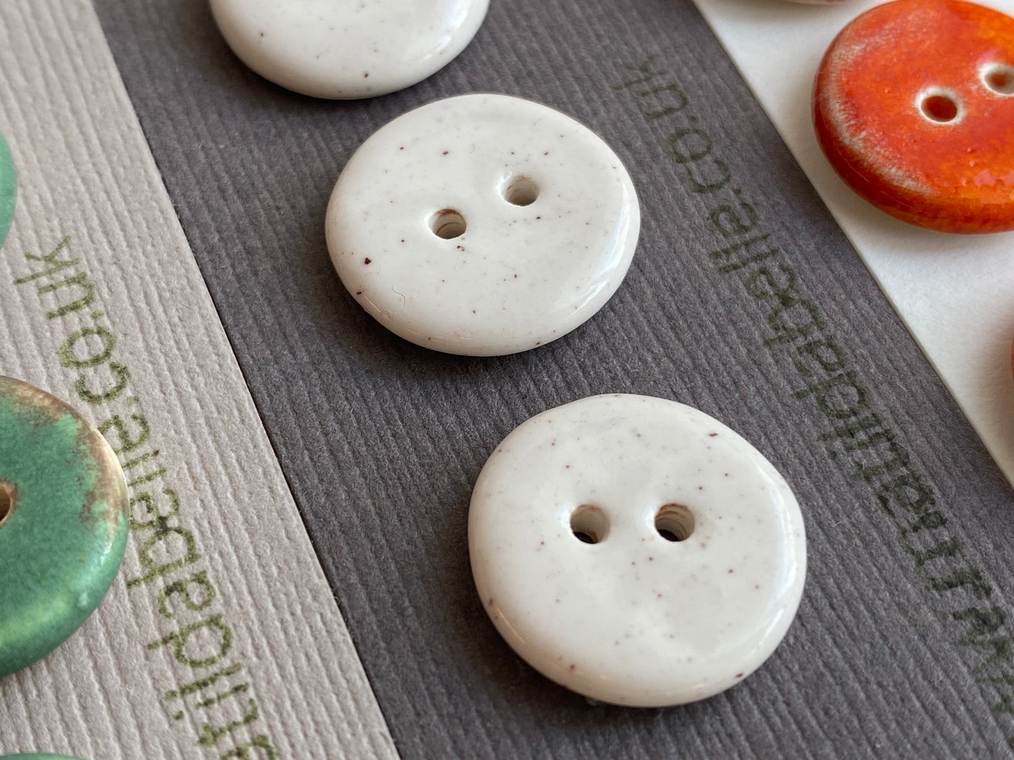 Buttons set of 5 Small round 18mm handmade Ceramic Buttons