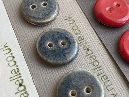 Buttons set of 5 Small round 18mm handmade Ceramic Buttons