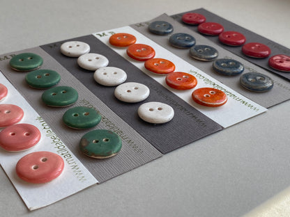 Buttons set of 5 Small round 18mm handmade Ceramic Buttons