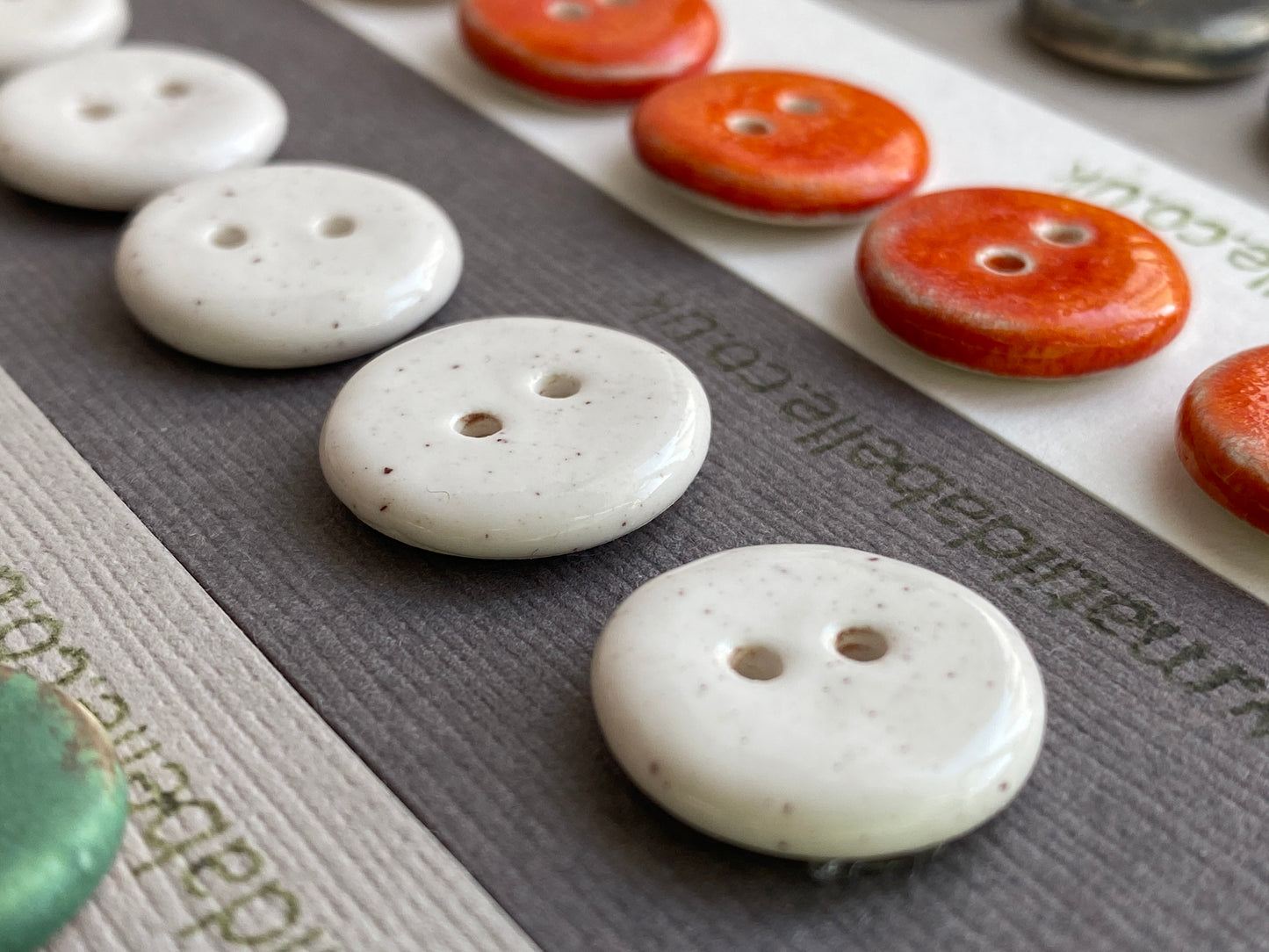 Buttons set of 5 Small round 18mm handmade Ceramic Buttons