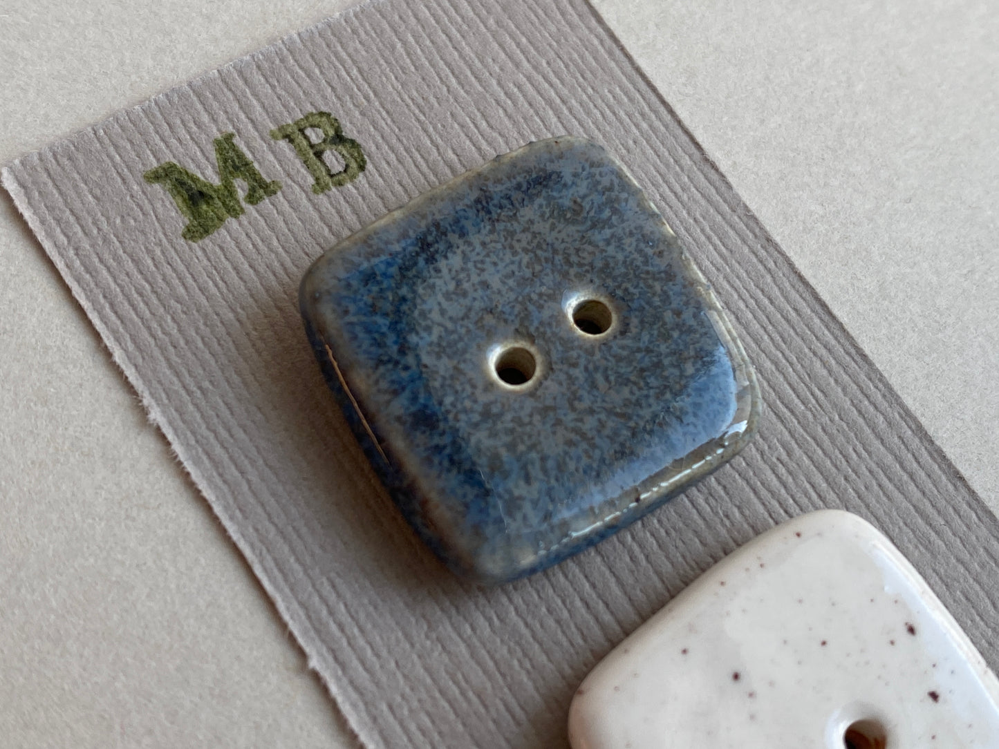 Buttons Set of 4 Large Square Mixed 20mm handmade ceramic buttons