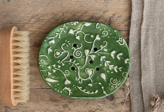 Handmade Ceramic Botanical Soap Dish