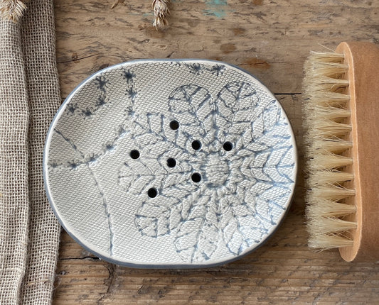 Handmade Ceramic Crochet Soap Dish