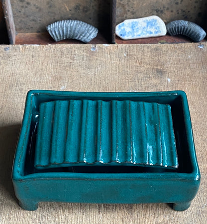 Luxury Two-Piece Pottery Soap Dish with Drainage