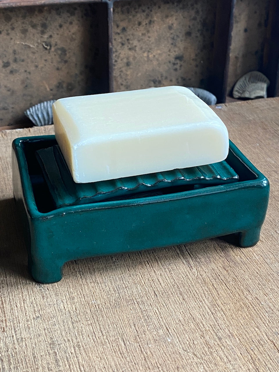 Luxury Two-Piece Pottery Soap Dish with Drainage