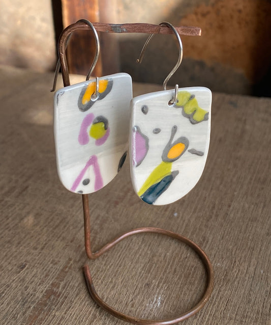 Botanical Pottery Drop Handmade Earrings on Silver - Exquisite Nature-inspired Jewellery