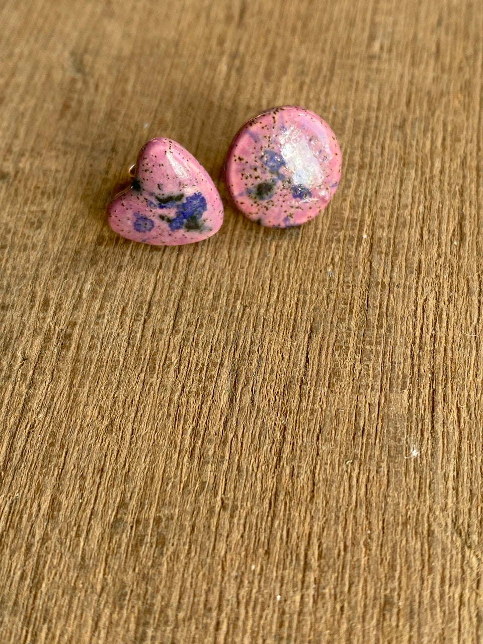 Handmade Ceramic Mismatched Silver Stud Earrings *p&P incl