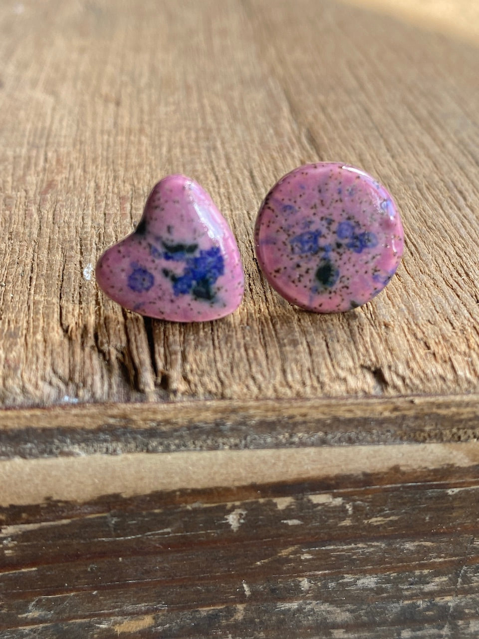 Handmade Ceramic Mismatched Silver Stud Earrings *p&P incl