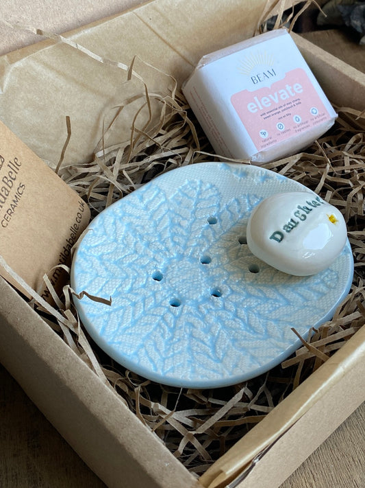 Handmade Ceramic Clay Soap Dish & Elevate Handmade Soap Gift Box - Unique & Personalized Gifts