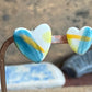 Ceramic Heart Mismatched Heart Stud Earrings - Painterly Glaze, Sterling Silver Fixings & Delicate Tones