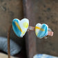 Ceramic Heart Mismatched Heart Stud Earrings - Painterly Glaze, Sterling Silver Fixings & Delicate Tones