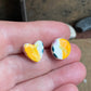 Ceramic Heart Mismatched Stud Earrings - Painterly Glaze, Sterling Silver Fixings & Vibrant Tones