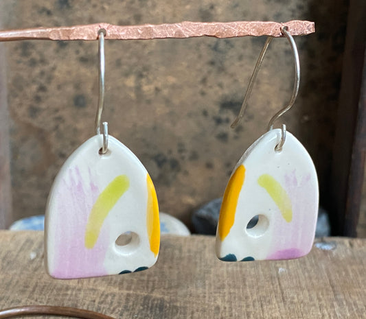 Handmade Ceramic Drop Earrings - Painterly Range, Lightweight & Comfortable, Beautifully Packaged