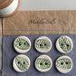 Handmade Pottery Round Buttons set of six 23mm Leaf design