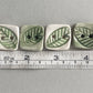 handmade Pottery Buttons set of 6 Square green botanical 22mm