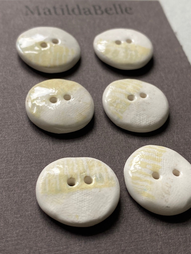 Set of 6 Hand-Formed Ceramic Round Buttons -19mm-21mm