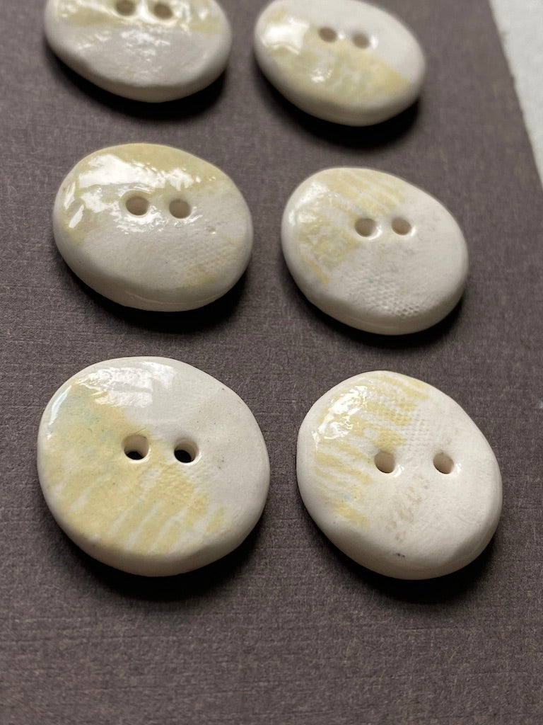 Set of 6 Hand-Formed Ceramic Round Buttons -19mm-21mm