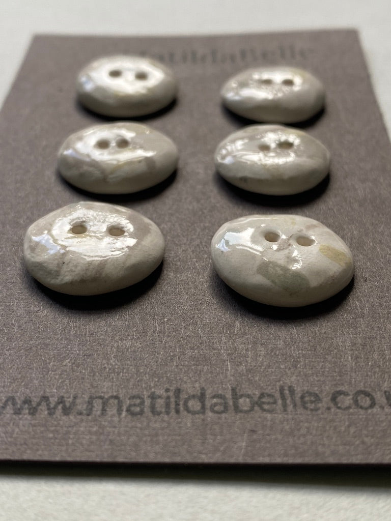 Set of 6 Hand-Formed Clay Ceramic Round Buttons - Approx. 19mm-21mm - Rustic Yet Contemporary Design