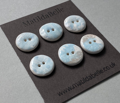 Set of 6, 19mm Clay Ceramic Round Buttons