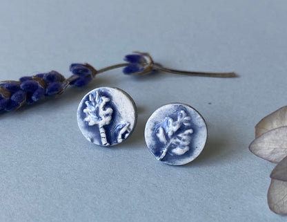 Handmade Ceramic Botanical Earrings - Recycled Sterling Silver Posts