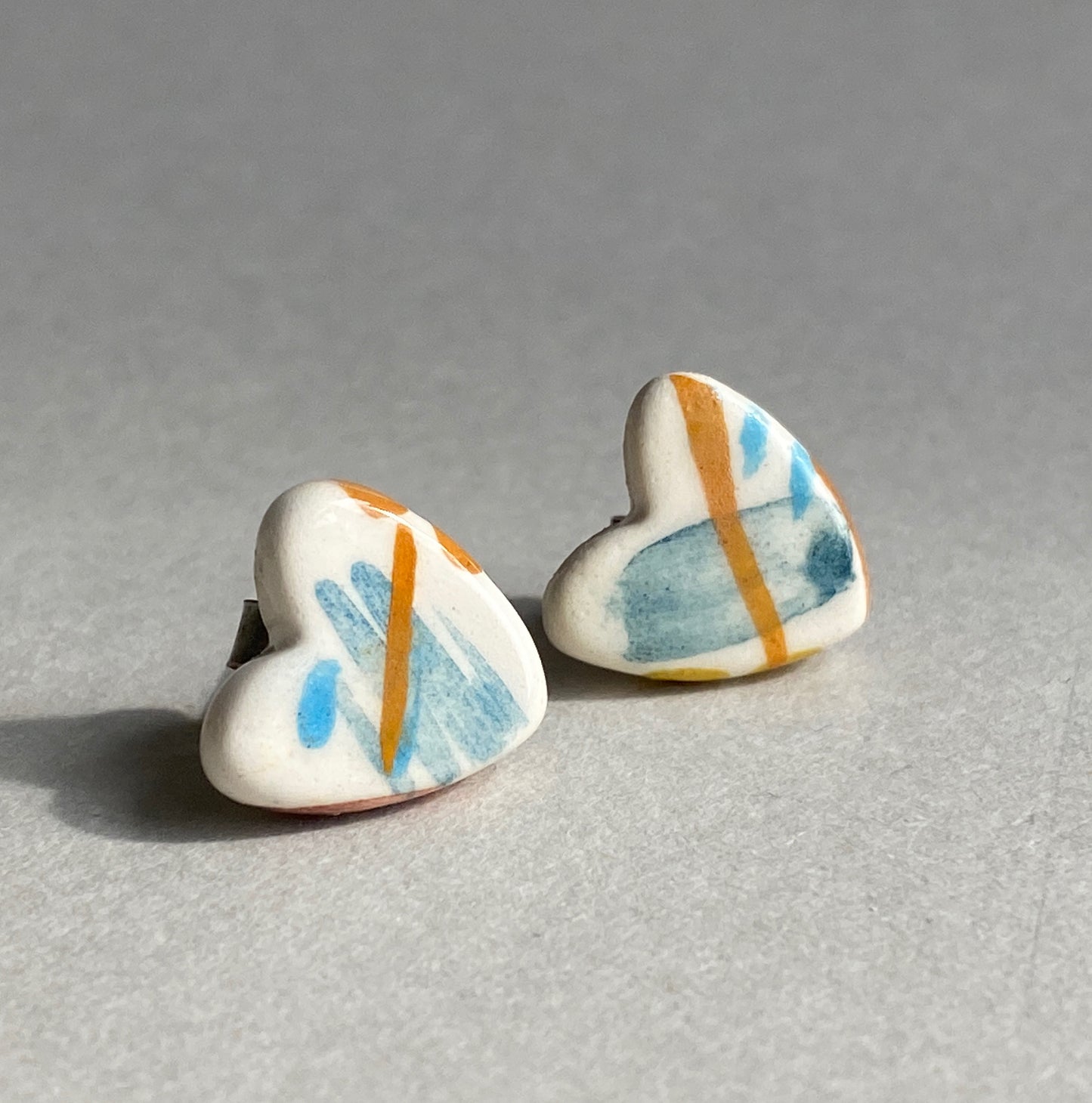 Handmade Ceramic Stud Earrings - Painterly Collection