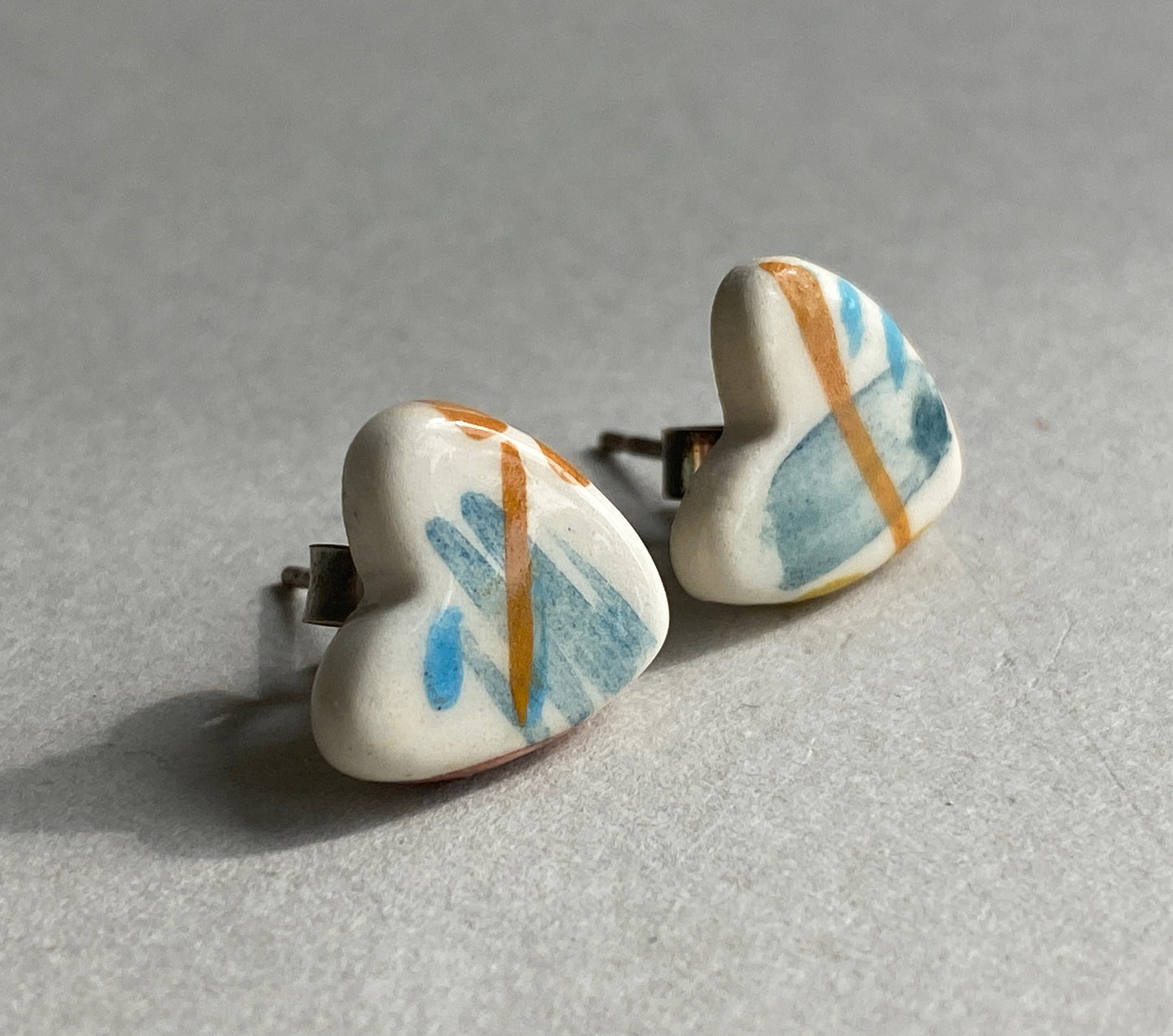 Handmade Ceramic Stud Earrings - Painterly Collection