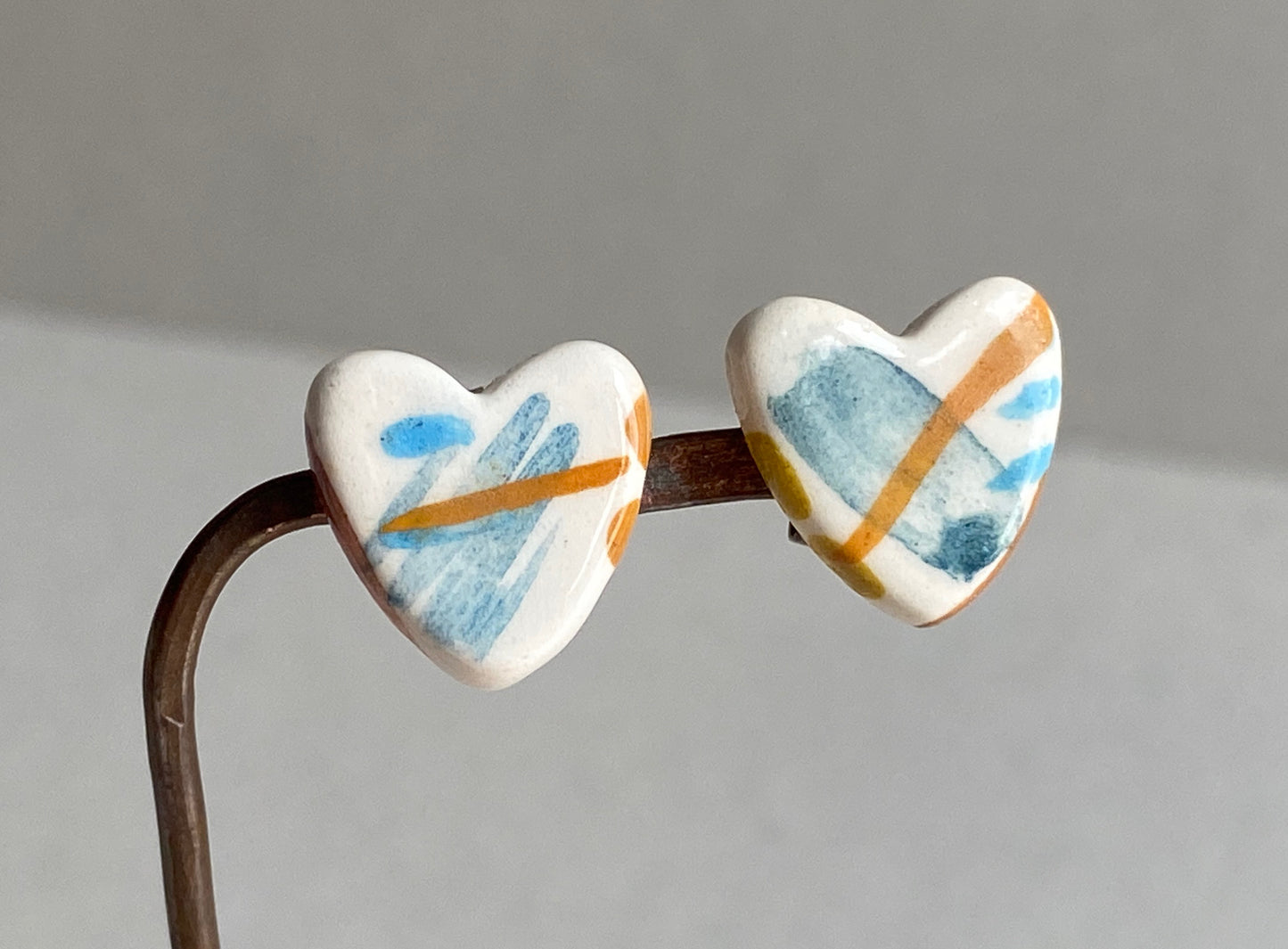 Handmade Ceramic Stud Earrings - Painterly Collection