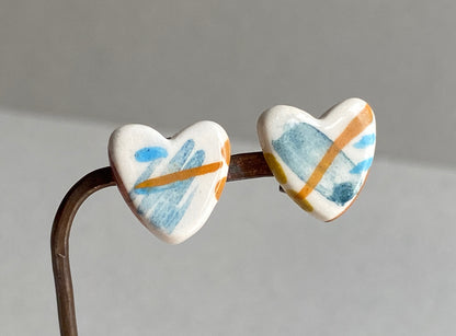 Handmade Ceramic Stud Earrings - Painterly Collection