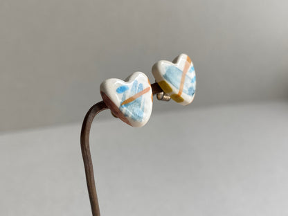 Handmade Ceramic Stud Earrings - Painterly Collection