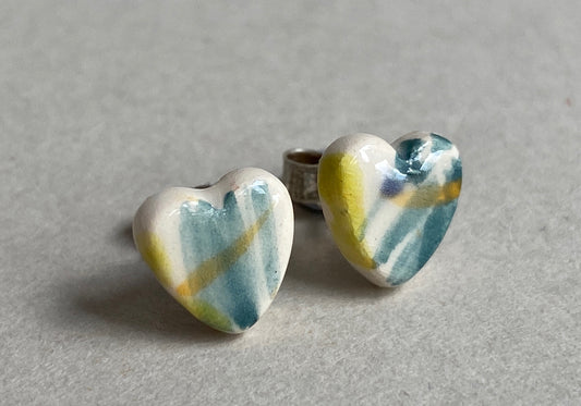 Handmade Ceramic Stud Earrings - Painterly Collection