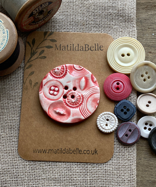48mm  Round Vintage extra Large Red button