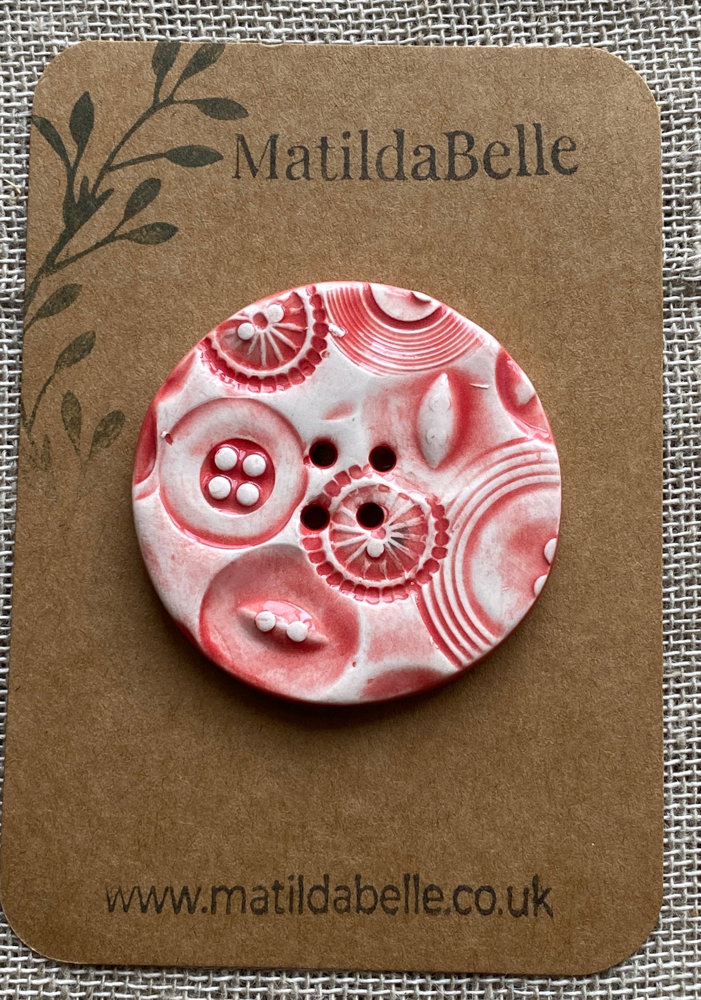 48mm  Round Vintage extra Large Red button