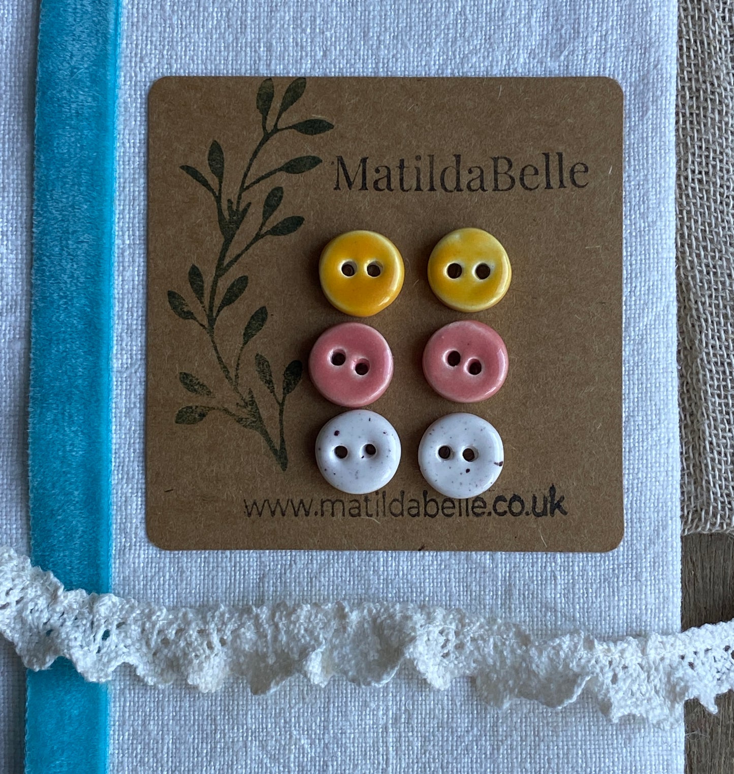 Buttons Handmade tiny 13mm pastel set of Six