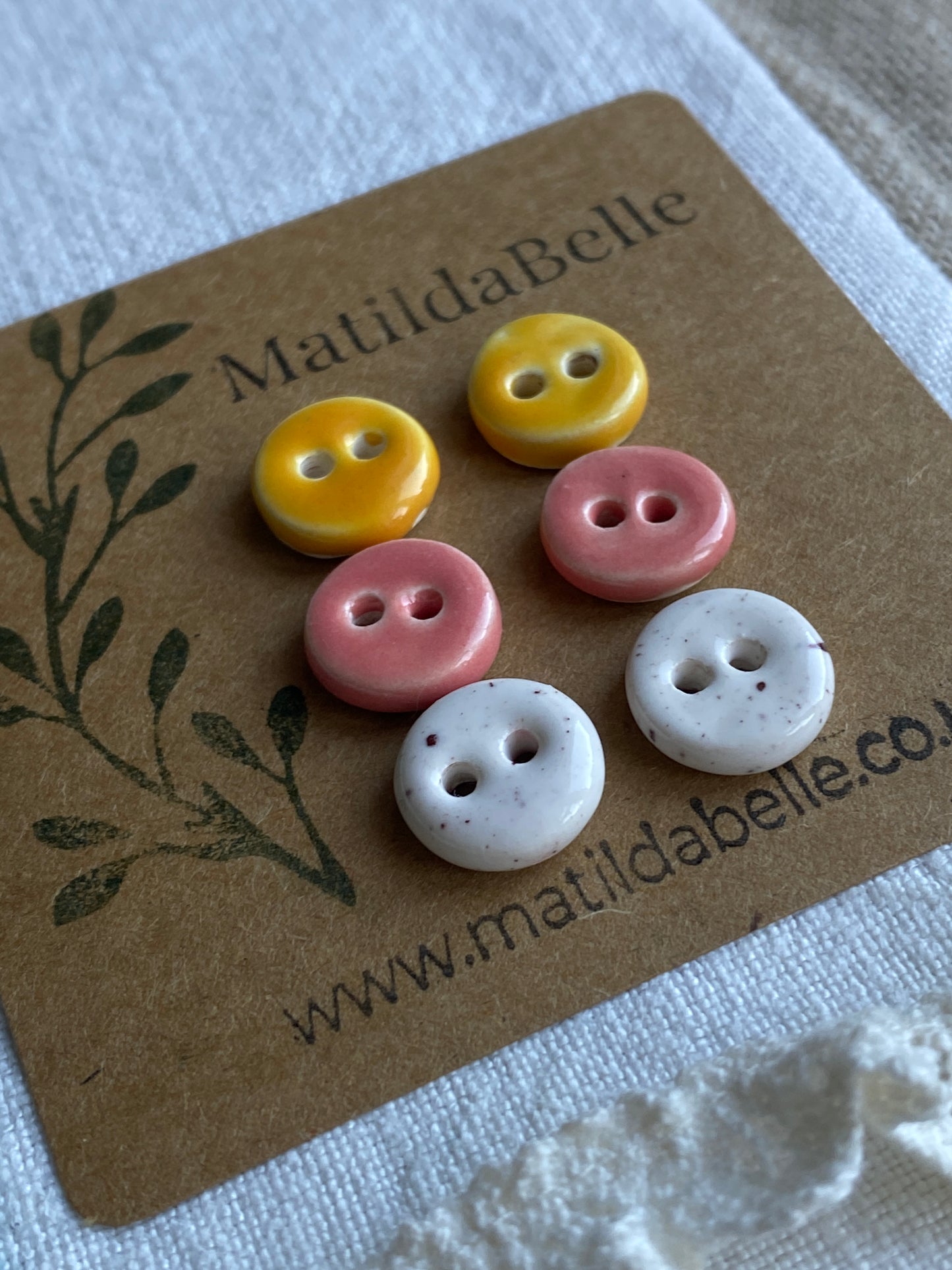Buttons Handmade tiny 13mm pastel set of Six