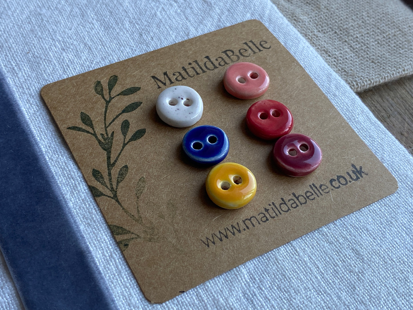Buttons Handmade tiny 13mm mixed colour set of Six