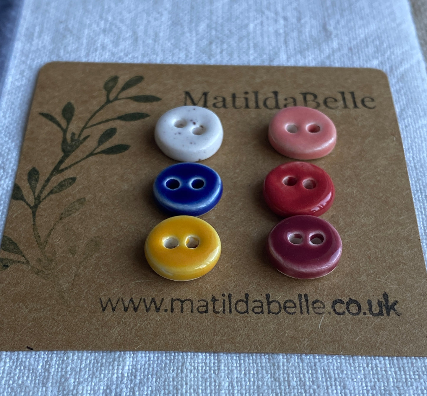 Buttons Handmade tiny 13mm mixed colour set of Six