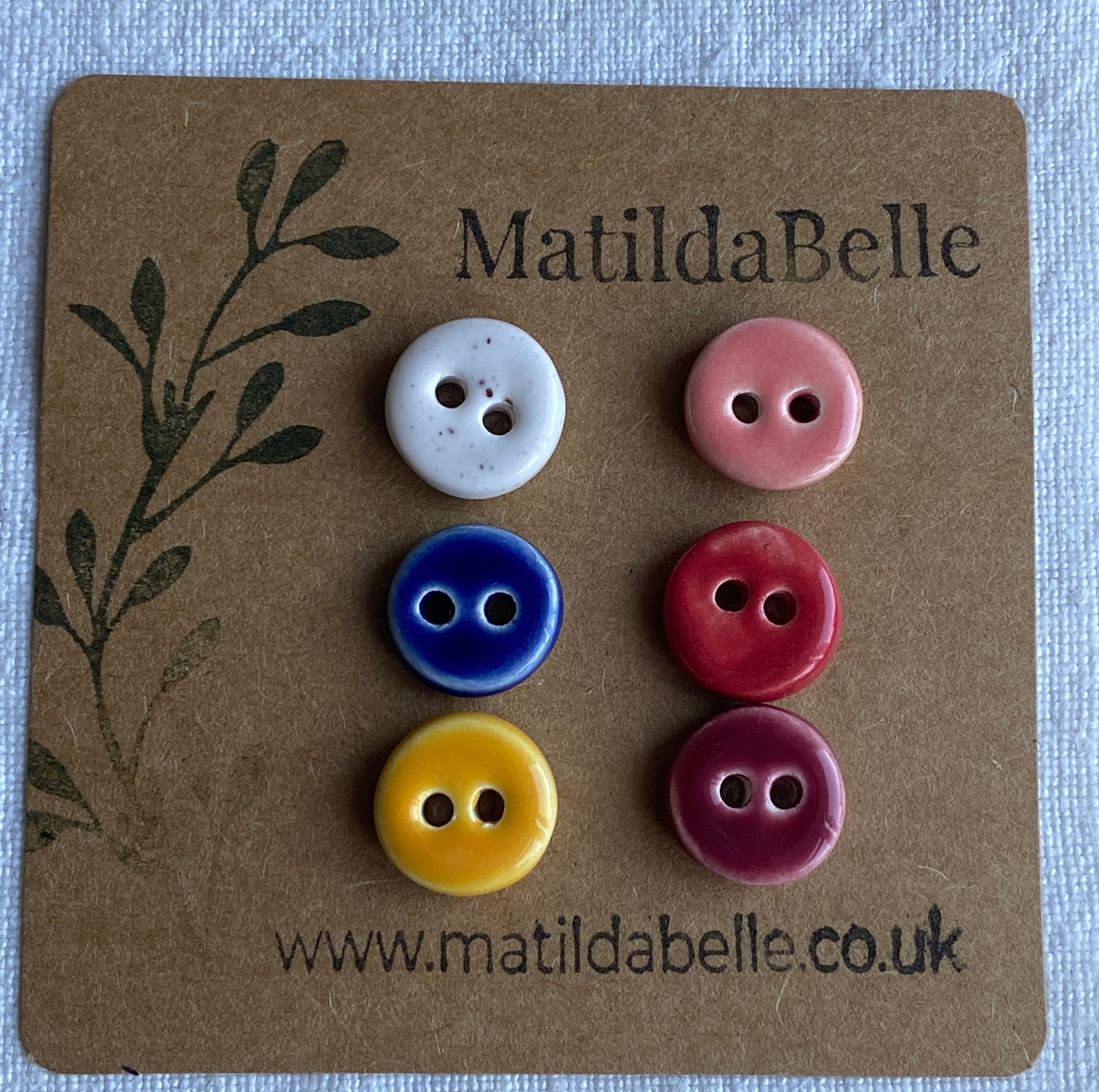 Buttons Handmade tiny 13mm mixed colour set of Six