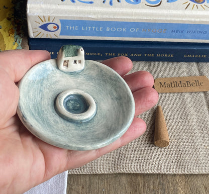 Handmade Ceramic Cottage Incense Holder