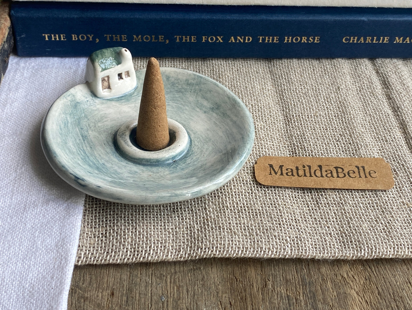 Handmade Ceramic Cottage Incense Holder