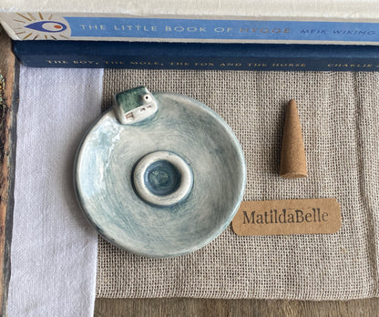 Handmade Ceramic Cottage Incense Holder