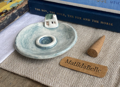 Handmade Ceramic Cottage Incense Holder