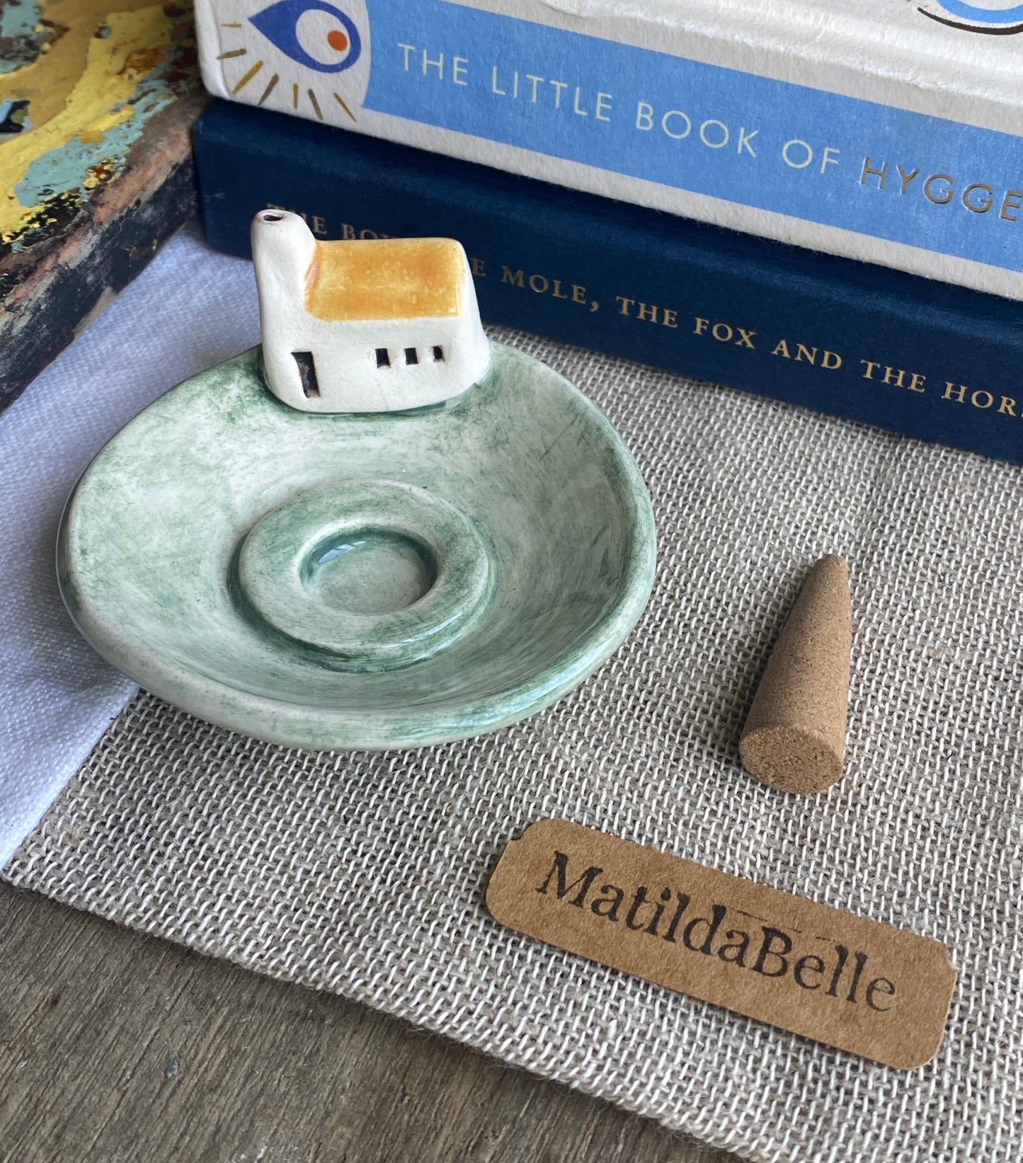 Handmade Ceramic Cottage Incense Holder