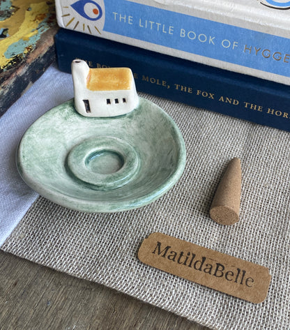 Handmade Ceramic Cottage Incense Holder