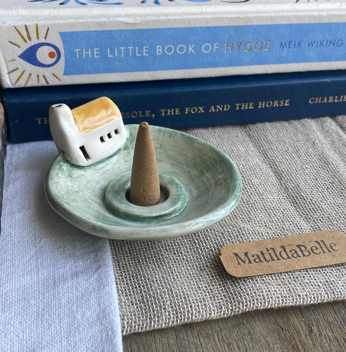 Handmade Ceramic Cottage Incense Holder