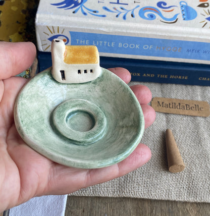 Handmade Ceramic Cottage Incense Holder